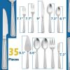 Walchoice 35 Pieces Silverware Set with Serving Set, Stainless Steel Flatware Cutlery Set for 6, Metal Eating Utensils for Home Banquet Buffet, Matte