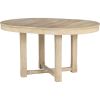 TREXM 5-Piece Dining Table Set, Two-Size Round To Oval Extendable Butterfly Leaf Wood Dining Table and 4 Upholstered Dining Chairs with Armrests (Natu