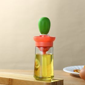 1pc Kitchen Oil Dispenser Bottle With Brush 2 In 1 Olive Oil Dispenser Bottle With Silicone Basting Brush And Dropper Glass Oil Bottle Convenient Cook (Color: green)