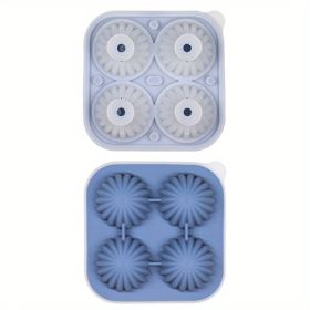 1pc Fairy Ball Ice Tray Ice Ball Mold Whiskey Silicone Ice Box Silicone Ice Tray Ice Ball With Funnel Integrated (Color: 4 Connected Cactus Ice Trays - Blue)