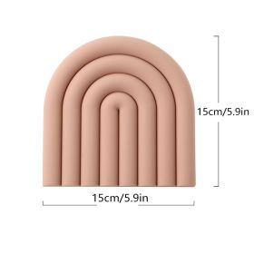 1pc Rainbow Silicone Heat Insulation Pad; Eco Friendly Soft Table Mat; Heat Resistant Silicone Trivets For Pots And Pans; Square Silicone Hot Pads (Color: pink)