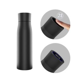 UV Sterilizing Self Cleaning Purifier Water Bottle Insulated LED Temperature Display Flask Bottle (Color: BLACK)